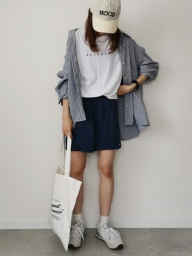 「DHOLIC STYLE（ディーホリックスタイル）の[graychic] MOODナイロンキャップ・p241418（キャップ）」を使った、HALさん（レディース・162cm）の夏コーディネート