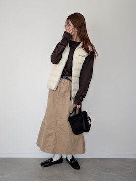 「アイテム（ダウンベスト）」を使った、HALさん（レディース・162cm）の秋コーディネート