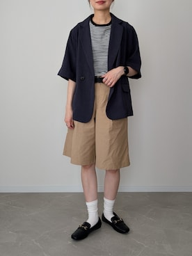 「SENSE OF PLACE by URBAN RESEARCH（センスオブプレイスバイアーバンリサーチ）の『一部WEB限定カラー』『UR TECH DRYLUXE』リネンライクジャケット（その他アウター、ブルー系）」を使った、HALさん（レディース・162cm）の夏コーディネート