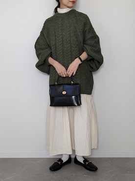「select MOCA（セレクトモカ）のヘリンボーンドルマンオーバーニット（ニット/セーター）」を使った、HALさん（レディース・162cm）の冬コーディネート