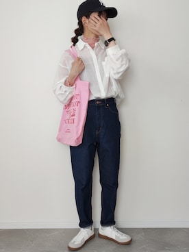 「EDWIN」｜「アイテム（キャップ）」を使った、HALさん（レディース・162cm）の春コーディネート