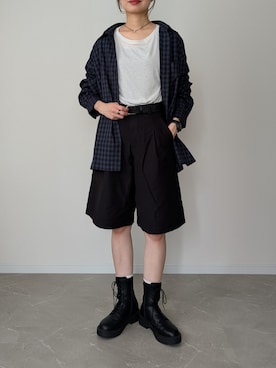 「UNIQLO（ユニクロ）のアイテム（シャツ/ブラウス、ブルー系）」を使った、HALさん（レディース・162cm）の秋コーディネート