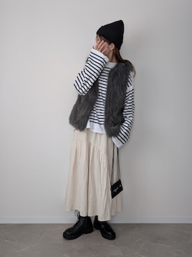 「アイテム（ニットキャップ/ビーニー）」を使った、HALさん（レディース・162cm）の秋コーディネート