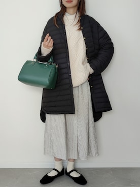 「ケーブルニット」｜「アイテム（シャツワンピース）」を使った、HALさん（レディース・162cm）の秋コーディネート