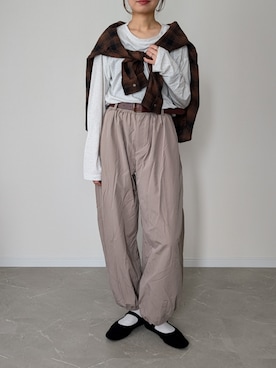 「tiptop（ティップトップ）の【ZOZO限定アイテム】デニム×チェックBIGシャツジャケット（シャツ/ブラウス、ブラウン系）」を使った、HALさん（レディース・162cm）の秋コーディネート