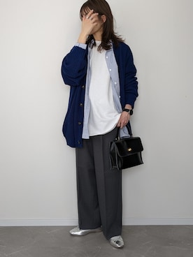 「ブルーコーデ」｜「アイテム（スラックス）」を使った、HALさん（レディース・162cm）の春コーディネート