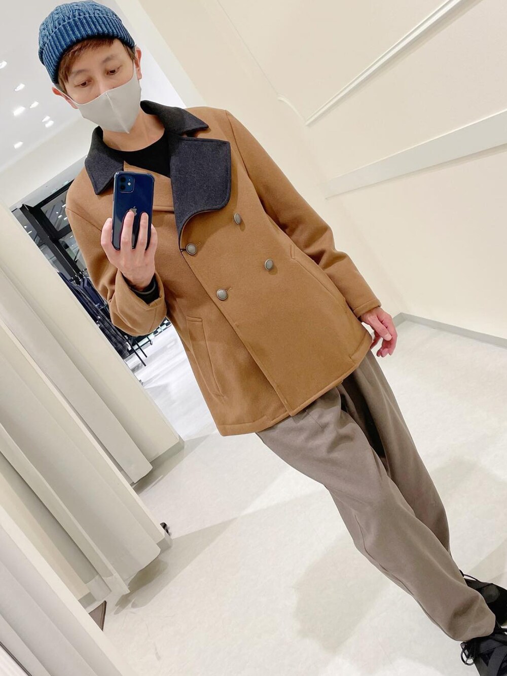 「Pコート、メルトン、冬コーデ、大人カジュアル、ランバンオンブルー、滋賀竜王アウトレット」｜「LANVIN en Bleuのアイテム（ジャケット/アウター、ブラウン系）」を使った、Daisuke Morimotoさん（メンズ・178cm）の秋コーディネートの1枚目の写真