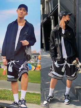 「PRADA（プラダ）のアイテム（キャップ）」を使った、🇹🇼黃玉米🏀さん（メンズ・178cm）の冬コーディネート