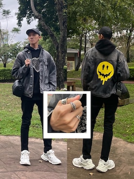「PRADA（プラダ）のアイテム（キャップ）」を使った、🇹🇼黃玉米🏀さん（メンズ・178cm）の冬コーディネート