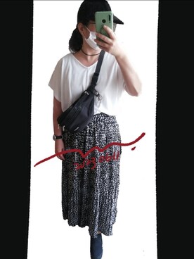 「???のアイテム（その他、ブラック系）」を使った、mnさん（レディース・156cm）の夏コーディネート