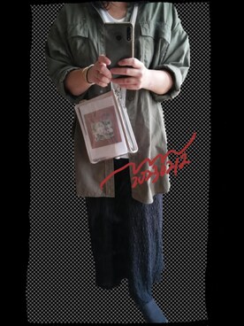 「JEANASIS（ジーナシス）のアイテム（トップス、グリーン系）」を使った、mnさん（レディース・156cm）の冬コーディネート