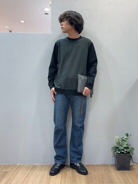 「アイテム（クラッチバッグ、グレー系）」を使った、Uさん（メンズ・171cm）の秋コーディネート