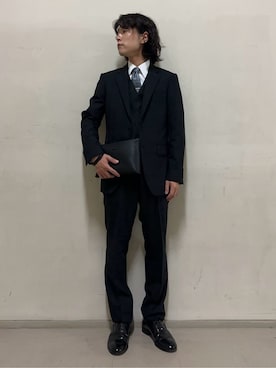 「アイテム（スーツベスト、ブラック系）」を使った、Uさん（メンズ・171cm）の夏コーディネート