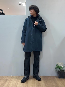 「TAKEO KIKUCHI（タケオキクチ）の【3WAY】ハウンズトゥース ダウンライナー コート（その他アウター、グレー系）」を使った、Uさん（メンズ・171cm）の冬コーディネート