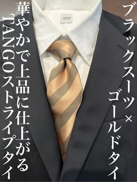 「アイテム（ネクタイ、ベージュ系）」を使った、Uさん（メンズ・171cm）の春コーディネート