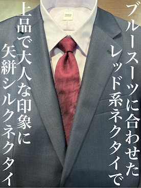 「TAKEO KIKUCHI（タケオキクチ）の【Made in JAPAN】矢絣（やがすり）シルクネクタイ（ネクタイ、ピンク系）」を使った、Uさん（メンズ・171cm）の秋コーディネート