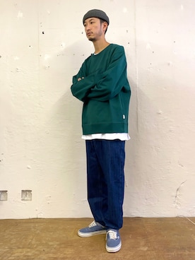 「Saturdays NYC（サタデーズ ニューヨークシティ ）のアイテム（スウェット）」を使った、RYOJIさん（メンズ・174cm）の秋コーディネート