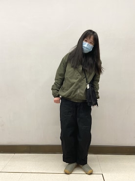 「BROKEN BASE（ブロークンベース）のアイテム（ブルゾン）」を使った、dotniniさん（レディース・165cm）の冬コーディネート