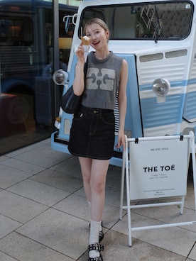 「アイテム（ベスト）」を使った、吉田南歩さん（レディース・161cm・20代）の夏コーディネート