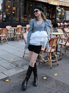 「アイテム（ブーツ）」を使った、吉田南歩さん（レディース・161cm）の秋コーディネート