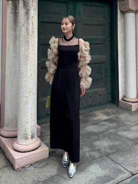 「アイテム（パンツドレス）」を使った、吉田南歩さん（レディース・161cm）の秋コーディネート