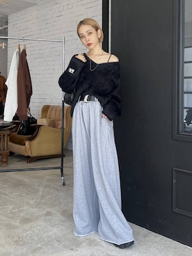 「PAGEBOY（ページボーイ）のサイドタックルーズウラケパンツ/イージーパンツ【4color・2size】（スウェットパンツ）」を使った、meiさん（レディース・154cm）の秋コーディネート