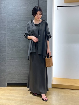 「アイテム（タンクトップ、グリーン系）」を使った、つぼみさん（レディース・155cm）の夏コーディネート