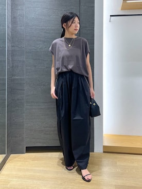 「アイテム（サスペンダー）」を使った、つぼみさん（レディース・155cm）の夏コーディネート
