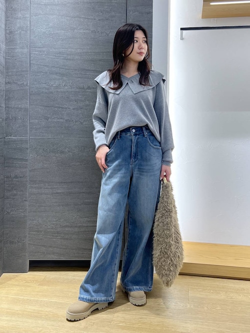 BARNYARDSTORM / 裏起毛ワイドデニムパンツ【WEB限定サイズL