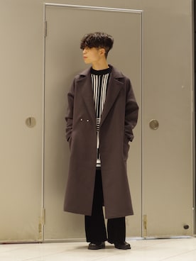 「Lui's（ルイス）のアイテム（チェスターコート）」を使った、ヤマモトさん（メンズ・170cm）の秋コーディネート