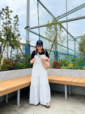 「loti（ロティ）のloti ワンショルダークロワッサンBAG（ショルダーバッグ）」を使った、abe kanonさん（レディース・158cm）の夏コーディネート