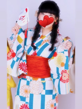 「レトロ」｜「アイテム（浴衣）」を使った、ぱっつん！さん（レディース・161cm）の夏コーディネート
