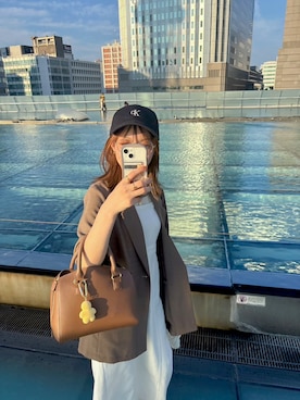 「Calvin Klein（カルバン・クライン）の【Calvin Klein/カルバンクライン】6 PANEL SMALL MONOGRAM BASEBALL CAP/コットンツイル スモール モノグラムキャップ（キャップ）」を使った、ぽん酢さん（レディース・150cm）の夏コーディネート