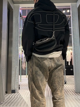 「DIESEL（ディーゼル）のアイテム（ナイロンジャケット）」を使った、Tさん（メンズ・185cm）の冬コーディネート