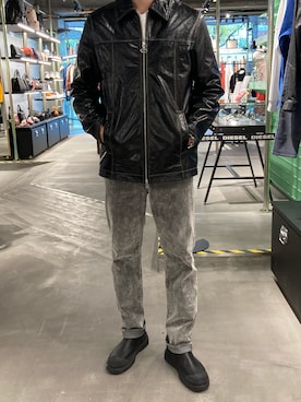 「DIESEL（ディーゼル）のアイテム（ライダースジャケット）」を使った、Tさん（メンズ・185cm）の秋コーディネート