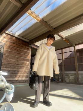 「ENOF（イナフ）のアイテム（ジャケット/アウター）」を使った、mizoさん（レディース・159cm）の冬コーディネート