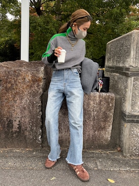 「アイテム（デニムパンツ）」を使った、𝚜𝚊𝚢𝚊さん（レディース・152cm）の秋コーディネート