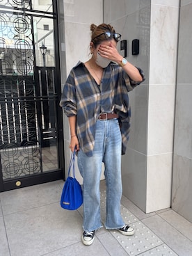 「アイテム（デニムパンツ）」を使った、𝚜𝚊𝚢𝚊さん（レディース・152cm）の秋コーディネート