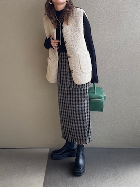 「DHOLIC STYLE（ディーホリックスタイル）のアイテム（ベスト）」を使った、𝚜𝚊𝚢𝚊さん（レディース・152cm）の秋コーディネート