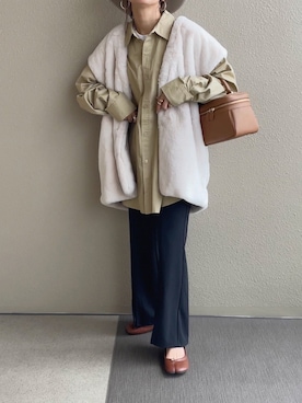 「rectangle（レクタングル）のアイテム（ベスト）」を使った、𝚜𝚊𝚢𝚊さん（レディース・152cm）の秋コーディネート