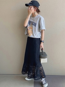 「アイテム（スカート、ブルー系）」を使った、𝚜𝚊𝚢𝚊さん（レディース・152cm）の夏コーディネート