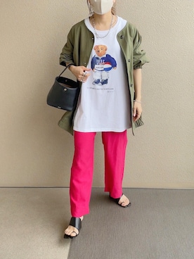 「ごきげんウィーク」｜「アイテム（ノーカラージャケット）」を使った、𝚜𝚊𝚢𝚊さん（レディース・152cm）の春コーディネート