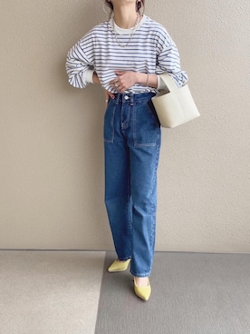 「ボーダートップス」｜「アイテム（モッズコート）」を使った、𝚜𝚊𝚢𝚊さん（レディース・152cm）の春コーディネート