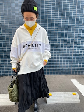 「ISOOK（アイスー）のアイテム（スカート）」を使った、𝚜𝚊𝚢𝚊さん（レディース・152cm）の秋コーディネート