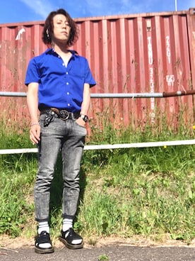 「HALHAM（ハルハム）のアイテム（トップス）」を使った、針山ラットさん（メンズ・164cm）の夏コーディネート