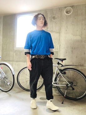 「CABANE de ZUCCa（カバンドズッカ）のアイテム（シューズ）」を使った、針山ラットさん（メンズ・164cm）の夏コーディネート