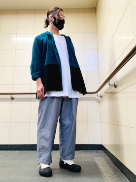 「Steven Alan（スティーブンアラン）のアイテム（シューズ）」を使った、針山ラットさん（メンズ・164cm）の夏コーディネート