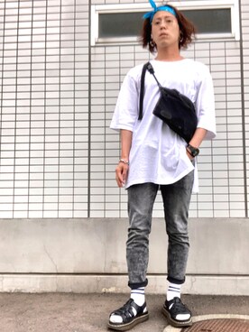 「MIS（エムアイエス）のアイテム（バッグ）」を使った、針山ラットさん（メンズ・164cm）の夏コーディネート