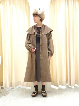 「ケープコート」｜「アイテム（帽子）」を使った、オ オ サ トさん（レディース・157cm）の秋コーディネート