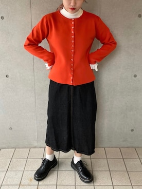 「タートルネック」｜「アイテム（デニムスカート）」を使った、Nさん（レディース・161cm）の秋コーディネート
